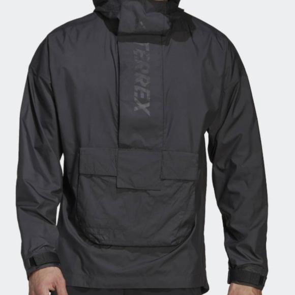 adidas Terrex Made To Be Remade Wind Anorak Men's Hiking Black Jacket - Picture 6 of 10